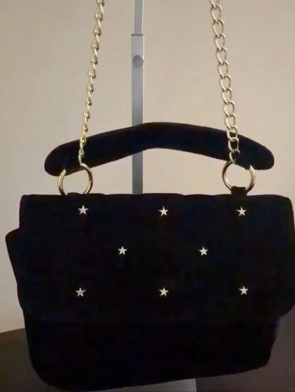 ​NWT Circus by Sam Edelman Black Velvet Quilted Crossbody Gold Star Boho Chic